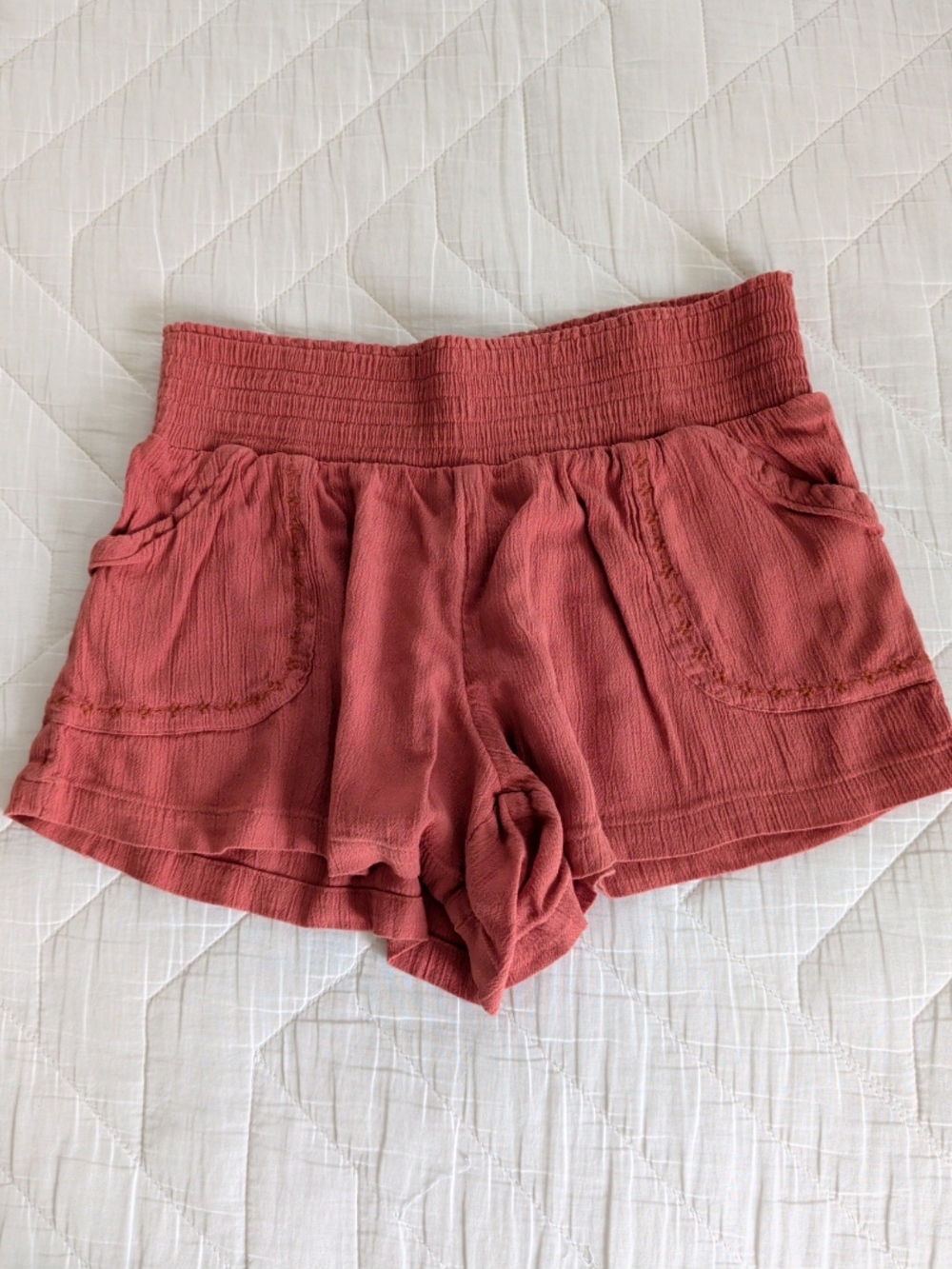 Prana Women's Fernie Smocked Waist Rust Color Shorts